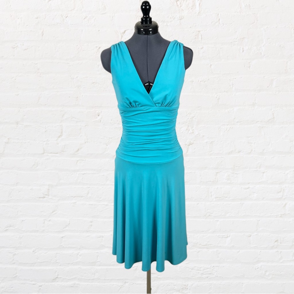 V-Neck Aqua Cocktail Dress, Arden B